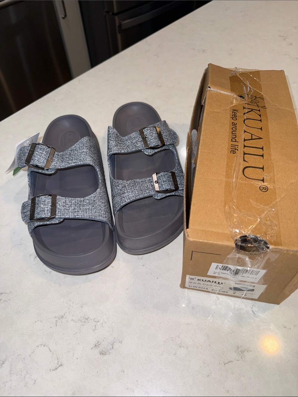 KuaiLu Womens Sandals with Arch Support Comfortable Slippers Orthopedic Size W11
